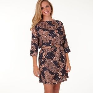 Lela Paisley Belted Dress